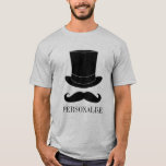 Chapéu preto e camisa de solteiro do bigode<br><div class="desc">Chapéu preto e camisa de solteiro do bigode. Festa de casamento com um design com tofato engraçado e bigode de guiador. Gráfico divertido para noivos e padrinhos de casamento. Nome personalizado ou citação.</div>