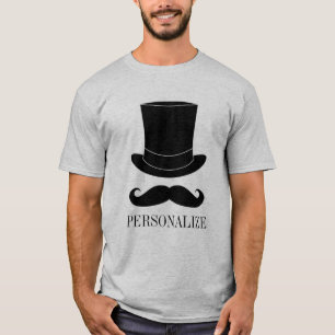 Chapéu preto e camisa de solteiro do bigode