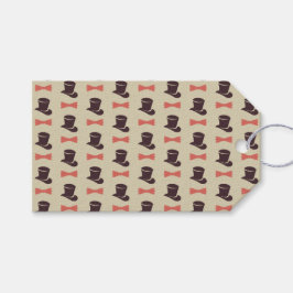 Chapéu superior e etiqueta de presente de arco