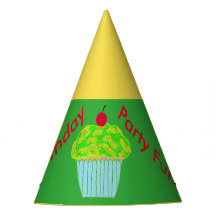 Chapéus de Aniversário de Cupcake Verde Amarelo