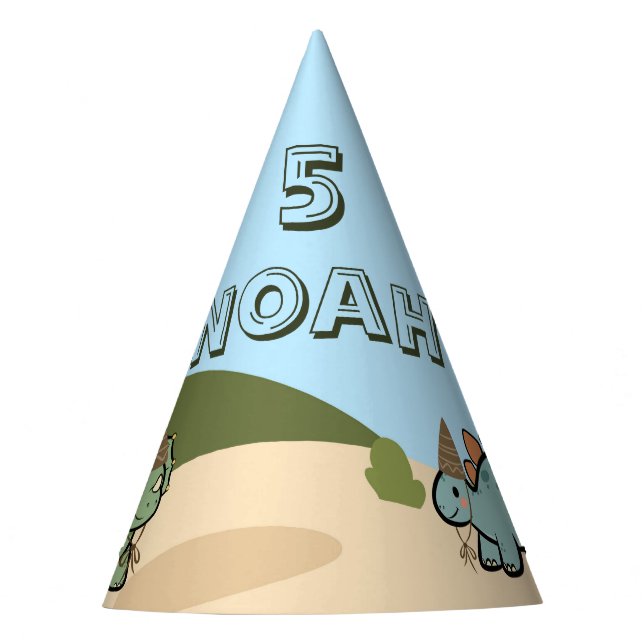 Chapéus de Aniversário de Dinossauro Fofos (Frente)