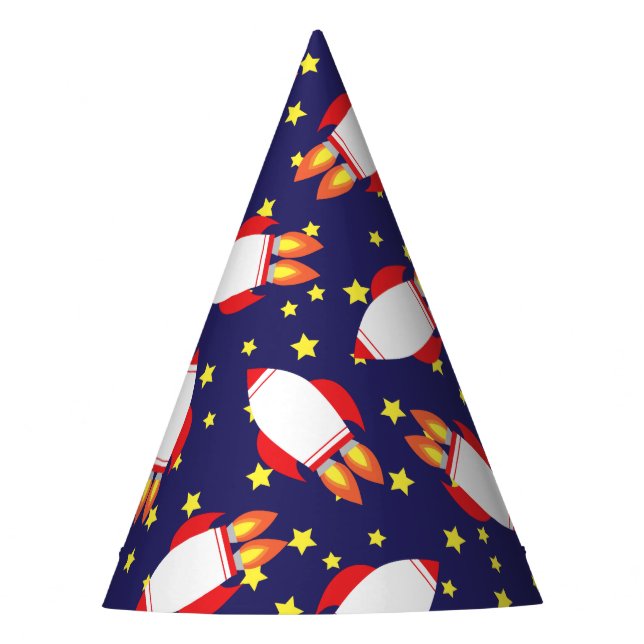 Chapéus de Aniversário de Foguete Espacial Estrela (Frente)