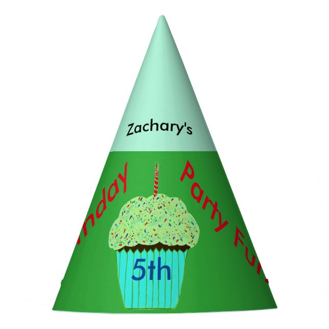 Chapéus de Aniversário Personalizados Green Cupcak (Frente)