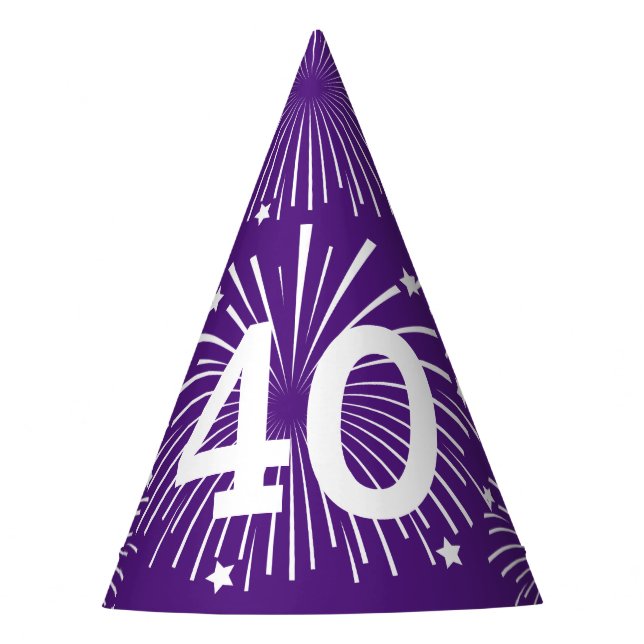 Chapéus de cone de papel de aniversário de 40 anos (Frente)