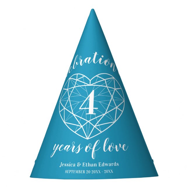 chapéus de festa de aniversário de 4 anos de casam (Frente)