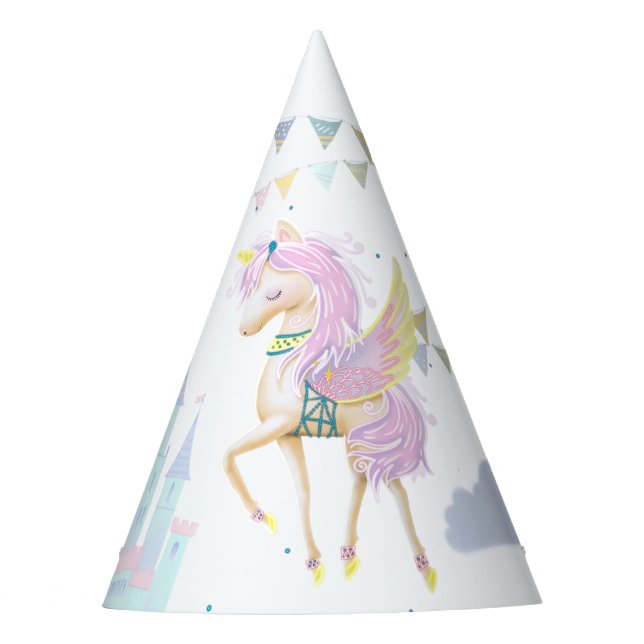 Chapéus de festa de papel apresentam um unicórnio  (Frente)