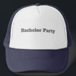 Chapéus ou Bonés de Cor do Marinho de Texto da Par<br><div class="desc">Chapéus ou Bonés de cor de texto de Marinho de Bachelor Party e Você pode editar o texto de Partido de Bachelor. Cor do Chapéu: Branco e Marinho Nome de texto do Partido do Solteiro Chapéus ou Bonés. Um camionista de solteiro que é um tipo popular de chapéu muitas vezes...</div>