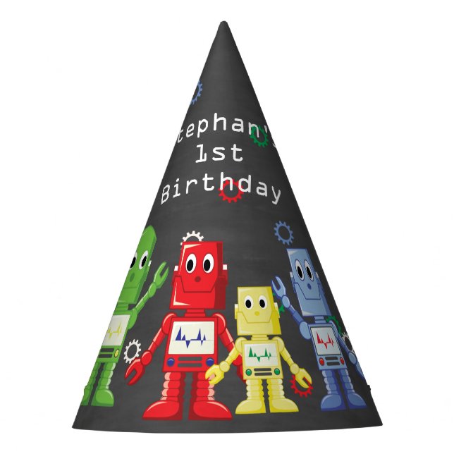 Chapéus temáticos da festa de aniversário do robô (Frente)