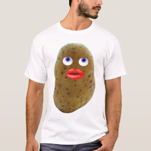 Character de batata grisalha com T-shirt