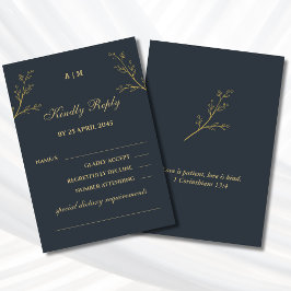 Charcoal Botanical Christian Wedding RSVP 