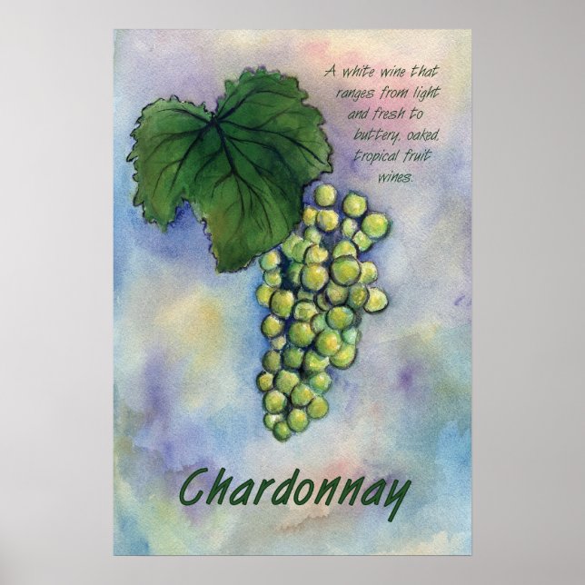 Chardonnay White Wine Graphics Art Impressão (Frente)