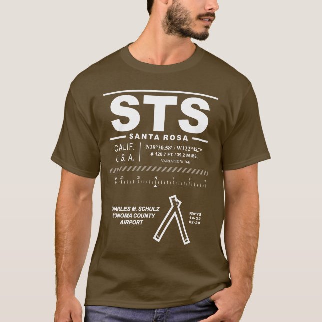 Charles M Schulz Sonoma County Airport STS T-Shirt (Frente)