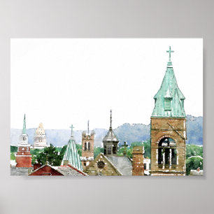 Charleston Church e State Watercolor Impressão