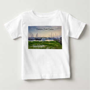 Charleston Harbor Boats Sunset Baby T-Shirt