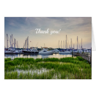 Charleston Harbor Boats Sunset Cartões de agradec