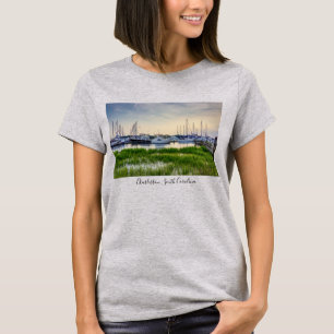 Charleston Harbor Boats Sunset T-shirt