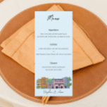 Charleston Menu para design de Aquarela de Casamen<br><div class="desc">Incêndio em uma experiência culinária inspirada pelo encanto e sabores de Charleston com nosso cardápio de casamento desenhado por aquarelas. Este menu elegante e artístico mostra os pratos elegantes que serão servidos no seu dia especial. O design de aquarela apresenta matizes macios e vibrantes, lembrando a beleza costeira da cidade...</div>