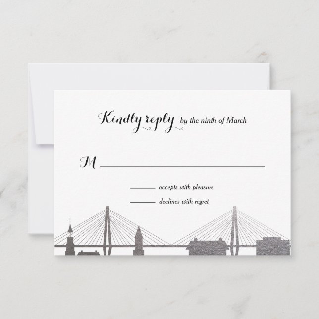 Charleston South Carolina Faux Silver Rsvp Card (Frente)