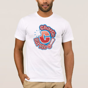 Charlie mordeu-me logotipo do t-shirt redondo