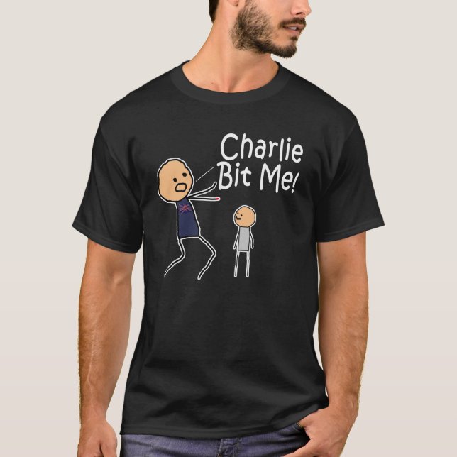 Charlie mordeu-me t-shirt escuro (Frente)