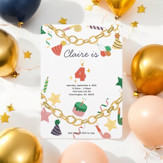 Charm Bracelet 4º Convite de festas de Aniversário (Criador carregado)