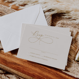 Charm Ivory e placas RSVP Simples Douradas