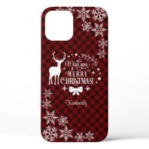 Charm Red Buffalo MERRY CHRISTMAS Monograma