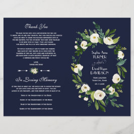 Charm Watercolor White Floral Dark Blue Programa