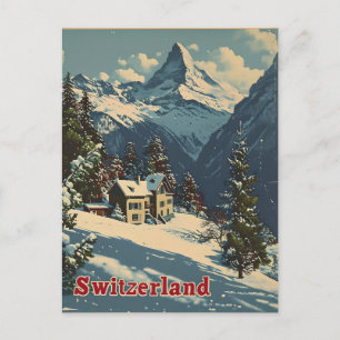 Charme alpino: Cartão postal da vintage Swiss Vill