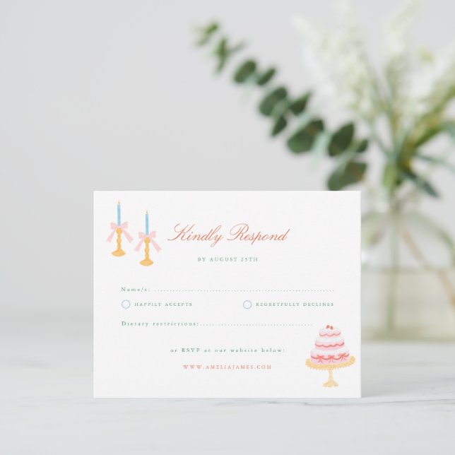 Charme de Coquete Convite de Casamento Pintado à M (Em pé/Frente)