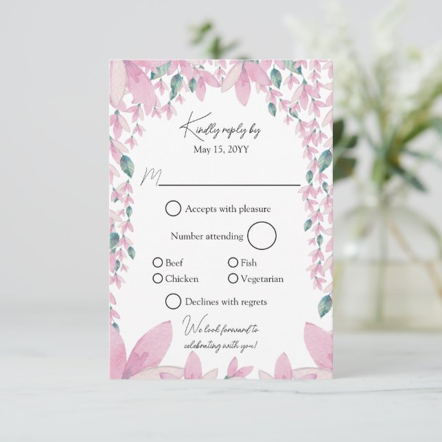 Charming Pink Wisteria RSVP (Em pé/Frente)