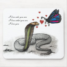 Charming Snake and Butterfly Love Mousepad