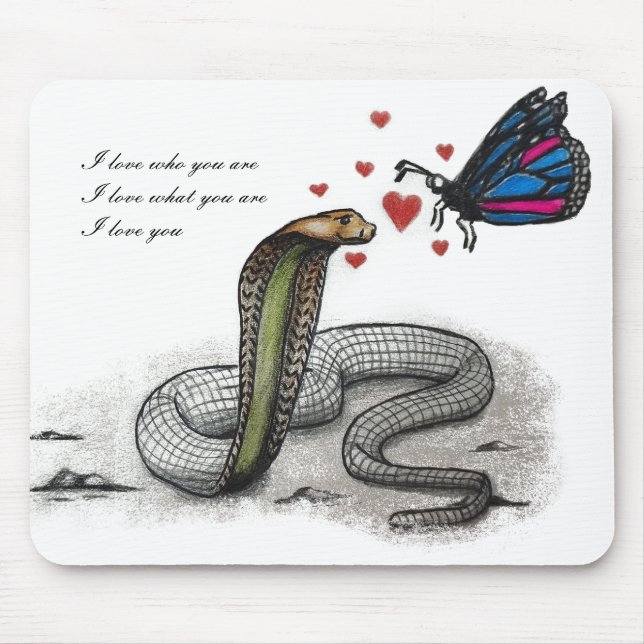 Charming Snake and Butterfly Love Mousepad (Frente)