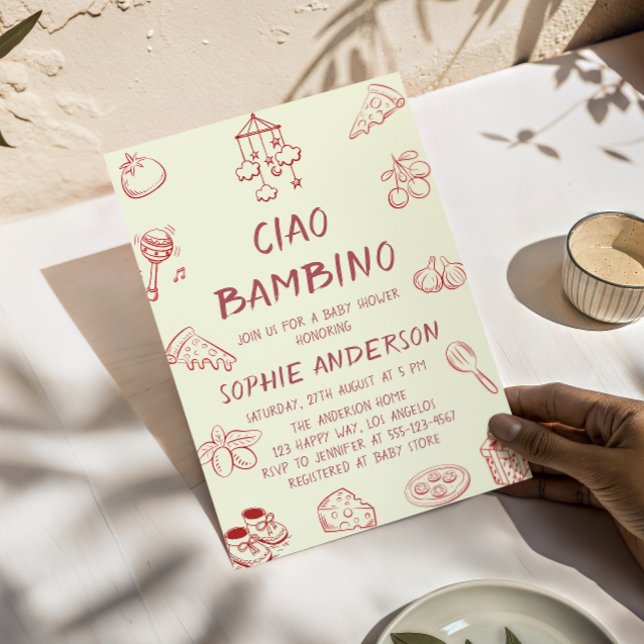 Charmoso Ciao Bambino Creme Convite de Chás de Beb (Criador carregado)