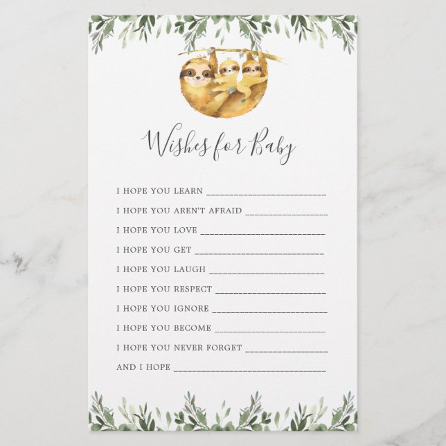 Chás de fraldas De Animais Leves Desejam Bebê (Frente)