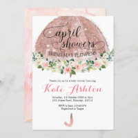 Chás Dourados de abril Convite para Chá de fraldas