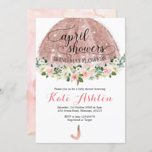 Chás Dourados de abril Convite para Chá de fraldas