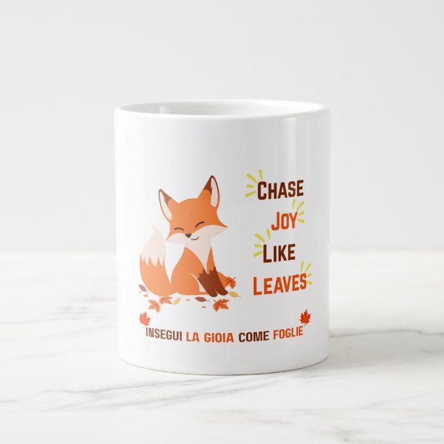 Chase Joy Like Leaves - Caneca de outono Bilíngue (Frente)