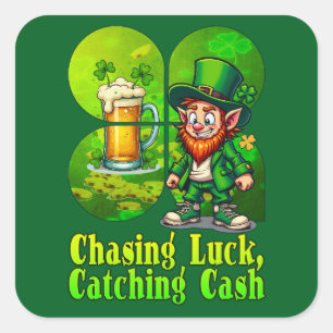 chasing luck, catching cash, irish - Autocolante