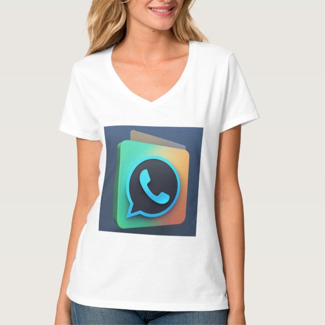 Chat Chic: Camisa T do Ícone do WhatsApp (Frente)