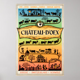 Château-d'Oex, Vaud, suiça, poster de viagens