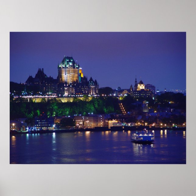Chateau Frontenac Castle Night Quebec, Poster (Frente)