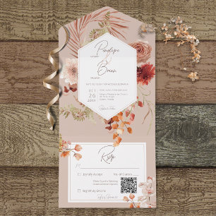 Chave de queda Boho Frame Floral Blush Código QR