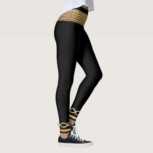 Chave Grega Básica Dourada em Leggings Atléticas P (Direita)