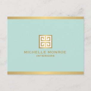 Chave grega Dourada Elegante no cartão postal da c