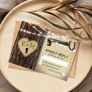 Chave Inglesa Gótica Rústica e Resposta RSVP Coraç