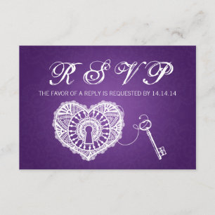 Chave RSVP De Casamento Elegante Para Meu Roxo Car