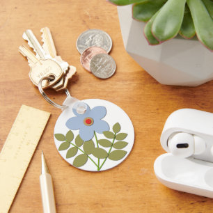 Chaveiro С flor azul simples