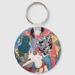 Chaveiro 金 太 郎 物 動,国 と Kintaro & Animais, Kuniyoshi, Ukiyo-