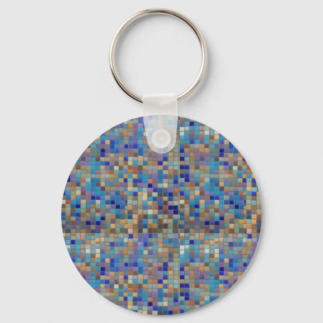 CHAVEIRO 青色中心のモザイク柄 (Frente)